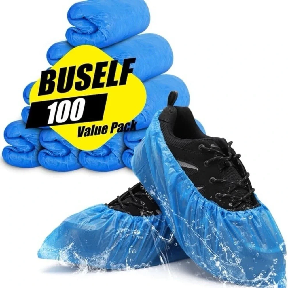 Shoe Covers Disposable Non Slip - Pack of 100 (50 Pairs), Premium Waterproof and